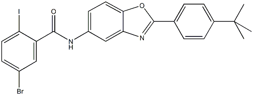 5-bromo-N-[2-(4-tert-butylphenyl)-1,3-benzoxazol-5-yl]-2-iodobenzamide Struktur