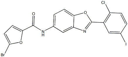 5-bromo-N-[2-(2-chloro-5-iodophenyl)-1,3-benzoxazol-5-yl]-2-furamide Struktur