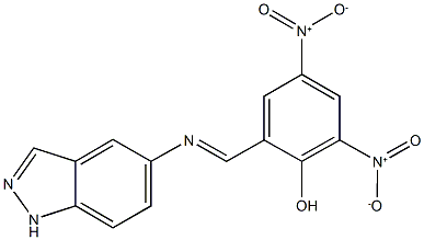 2,4-bisnitro-6-[(1H-indazol-5-ylimino)methyl]phenol Struktur