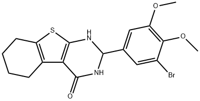 2-(3-bromo-4,5-dimethoxyphenyl)-2,3,5,6,7,8-hexahydro[1]benzothieno[2,3-d]pyrimidin-4(1H)-one Struktur