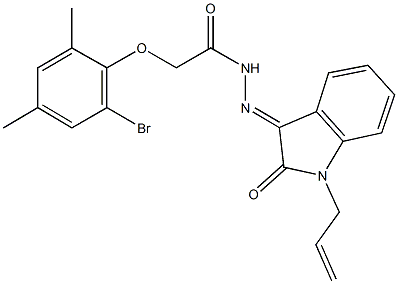 N'-(1-allyl-2-oxo-1,2-dihydro-3H-indol-3-ylidene)-2-(2-bromo-4,6-dimethylphenoxy)acetohydrazide Struktur