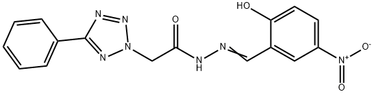 N'-{2-hydroxy-5-nitrobenzylidene}-2-(5-phenyl-2H-tetraazol-2-yl)acetohydrazide Struktur