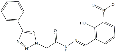 N'-{2-hydroxy-3-nitrobenzylidene}-2-(5-phenyl-2H-tetraazol-2-yl)acetohydrazide Struktur