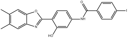 N-[4-(5,6-dimethyl-1,3-benzoxazol-2-yl)-3-hydroxyphenyl]-4-iodobenzamide Struktur