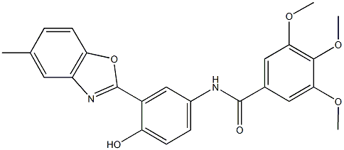 N-[4-hydroxy-3-(5-methyl-1,3-benzoxazol-2-yl)phenyl]-3,4,5-trimethoxybenzamide Struktur