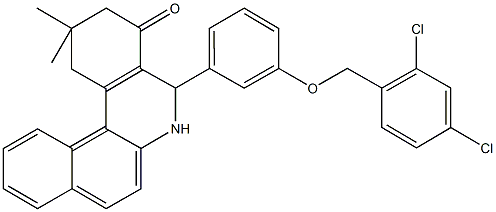 5-{3-[(2,4-dichlorobenzyl)oxy]phenyl}-2,2-dimethyl-2,3,5,6-tetrahydrobenzo[a]phenanthridin-4(1H)-one Struktur