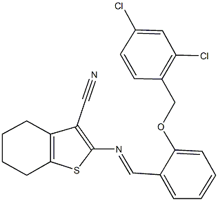 2-({2-[(2,4-dichlorobenzyl)oxy]benzylidene}amino)-4,5,6,7-tetrahydro-1-benzothiophene-3-carbonitrile Struktur