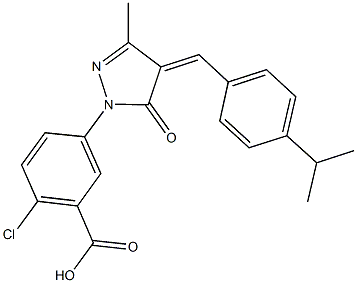 2-chloro-5-[4-(4-isopropylbenzylidene)-3-methyl-5-oxo-4,5-dihydro-1H-pyrazol-1-yl]benzoic acid Struktur