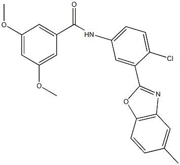 N-[4-chloro-3-(5-methyl-1,3-benzoxazol-2-yl)phenyl]-3,5-dimethoxybenzamide Struktur