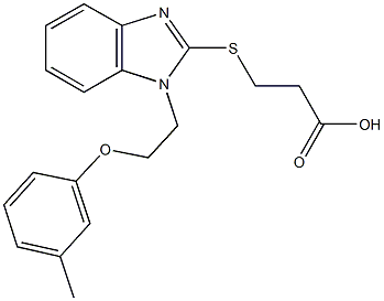 3-({1-[2-(3-methylphenoxy)ethyl]-1H-benzimidazol-2-yl}sulfanyl)propanoic acid Struktur