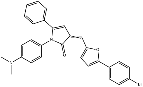 3-{[5-(4-bromophenyl)-2-furyl]methylene}-1-[4-(dimethylamino)phenyl]-5-phenyl-1,3-dihydro-2H-pyrrol-2-one Struktur