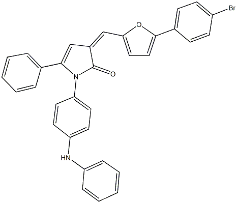 1-(4-anilinophenyl)-3-{[5-(4-bromophenyl)-2-furyl]methylene}-5-phenyl-1,3-dihydro-2H-pyrrol-2-one Struktur