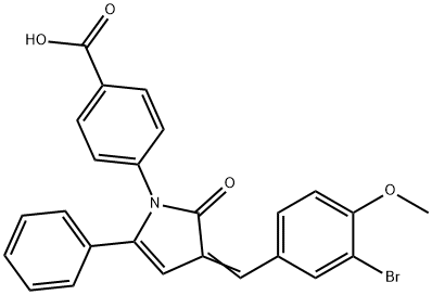 4-[3-(3-bromo-4-methoxybenzylidene)-2-oxo-5-phenyl-2,3-dihydro-1H-pyrrol-1-yl]benzoic acid Struktur