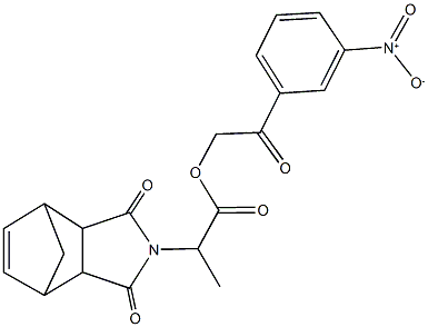 2-{3-nitrophenyl}-2-oxoethyl 2-(3,5-dioxo-4-azatricyclo[5.2.1.0~2,6~]dec-8-en-4-yl)propanoate Struktur