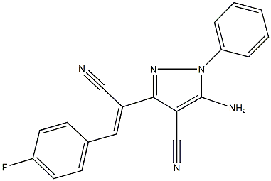 5-amino-3-[1-cyano-2-(4-fluorophenyl)vinyl]-1-phenyl-1H-pyrazole-4-carbonitrile Struktur