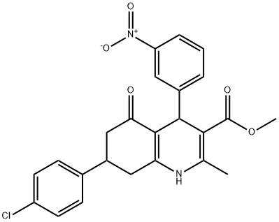 methyl 7-(4-chlorophenyl)-4-{3-nitrophenyl}-2-methyl-5-oxo-1,4,5,6,7,8-hexahydro-3-quinolinecarboxylate Struktur