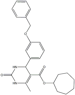 cycloheptyl 4-[3-(benzyloxy)phenyl]-6-methyl-2-oxo-1,2,3,4-tetrahydro-5-pyrimidinecarboxylate Struktur