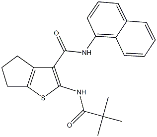 2-[(2,2-dimethylpropanoyl)amino]-N-(1-naphthyl)-5,6-dihydro-4H-cyclopenta[b]thiophene-3-carboxamide Struktur