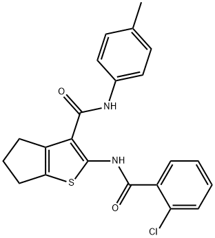 2-[(2-chlorobenzoyl)amino]-N-(4-methylphenyl)-5,6-dihydro-4H-cyclopenta[b]thiophene-3-carboxamide Struktur