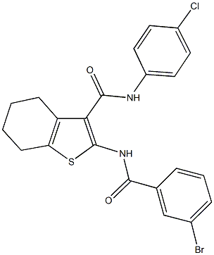 2-[(3-bromobenzoyl)amino]-N-(4-chlorophenyl)-4,5,6,7-tetrahydro-1-benzothiophene-3-carboxamide Struktur