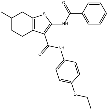 2-(benzoylamino)-N-(4-ethoxyphenyl)-6-methyl-4,5,6,7-tetrahydro-1-benzothiophene-3-carboxamide Struktur