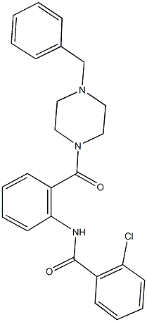 N-{2-[(4-benzyl-1-piperazinyl)carbonyl]phenyl}-2-chlorobenzamide Struktur