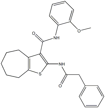 N-(2-methoxyphenyl)-2-[(phenylacetyl)amino]-5,6,7,8-tetrahydro-4H-cyclohepta[b]thiophene-3-carboxamide Structure