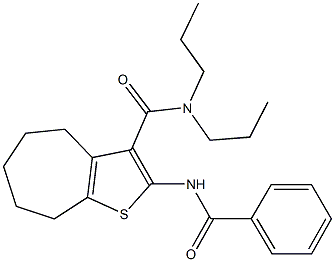 2-(benzoylamino)-N,N-dipropyl-5,6,7,8-tetrahydro-4H-cyclohepta[b]thiophene-3-carboxamide Struktur