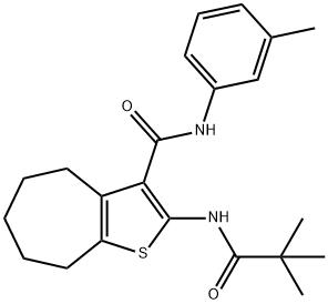 2-[(2,2-dimethylpropanoyl)amino]-N-(3-methylphenyl)-5,6,7,8-tetrahydro-4H-cyclohepta[b]thiophene-3-carboxamide Struktur