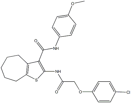 2-{[(4-chlorophenoxy)acetyl]amino}-N-(4-methoxyphenyl)-5,6,7,8-tetrahydro-4H-cyclohepta[b]thiophene-3-carboxamide Struktur