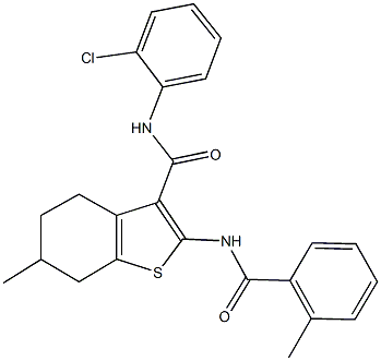 N-(2-chlorophenyl)-6-methyl-2-[(2-methylbenzoyl)amino]-4,5,6,7-tetrahydro-1-benzothiophene-3-carboxamide Struktur