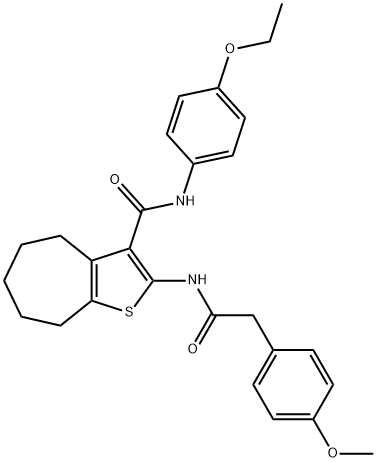 N-(4-ethoxyphenyl)-2-{[(4-methoxyphenyl)acetyl]amino}-5,6,7,8-tetrahydro-4H-cyclohepta[b]thiophene-3-carboxamide Struktur