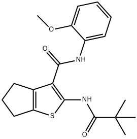 2-[(2,2-dimethylpropanoyl)amino]-N-(2-methoxyphenyl)-5,6-dihydro-4H-cyclopenta[b]thiophene-3-carboxamide Struktur