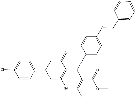 methyl 4-[4-(benzyloxy)phenyl]-7-(4-chlorophenyl)-2-methyl-5-oxo-1,4,5,6,7,8-hexahydro-3-quinolinecarboxylate Struktur