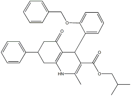 isobutyl 4-[2-(benzyloxy)phenyl]-2-methyl-5-oxo-7-phenyl-1,4,5,6,7,8-hexahydro-3-quinolinecarboxylate Struktur