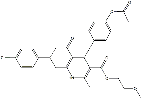 2-methoxyethyl 4-[4-(acetyloxy)phenyl]-7-(4-chlorophenyl)-2-methyl-5-oxo-1,4,5,6,7,8-hexahydro-3-quinolinecarboxylate Struktur