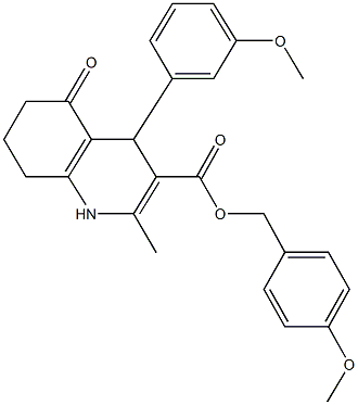 4-methoxybenzyl 4-(3-methoxyphenyl)-2-methyl-5-oxo-1,4,5,6,7,8-hexahydro-3-quinolinecarboxylate Struktur