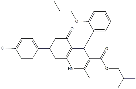 isobutyl 7-(4-chlorophenyl)-2-methyl-5-oxo-4-(2-propoxyphenyl)-1,4,5,6,7,8-hexahydro-3-quinolinecarboxylate Struktur