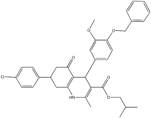 isobutyl 4-[4-(benzyloxy)-3-methoxyphenyl]-7-(4-chlorophenyl)-2-methyl-5-oxo-1,4,5,6,7,8-hexahydro-3-quinolinecarboxylate Struktur