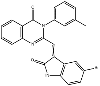 2-[(5-bromo-2-oxo-1,2-dihydro-3H-indol-3-ylidene)methyl]-3-(3-methylphenyl)-4(3H)-quinazolinone Struktur