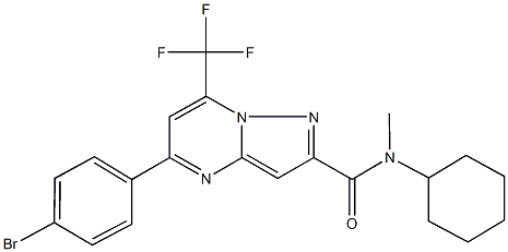 5-(4-bromophenyl)-N-cyclohexyl-N-methyl-7-(trifluoromethyl)pyrazolo[1,5-a]pyrimidine-2-carboxamide Struktur