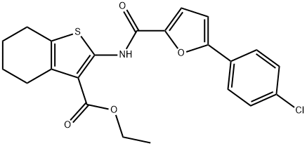 ethyl 2-{[5-(4-chlorophenyl)-2-furoyl]amino}-4,5,6,7-tetrahydro-1-benzothiophene-3-carboxylate Struktur