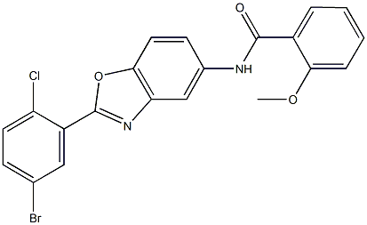 N-[2-(5-bromo-2-chlorophenyl)-1,3-benzoxazol-5-yl]-2-methoxybenzamide Struktur