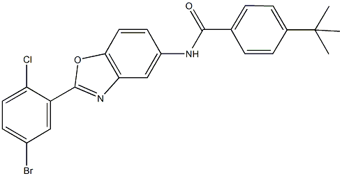 N-[2-(5-bromo-2-chlorophenyl)-1,3-benzoxazol-5-yl]-4-tert-butylbenzamide Struktur