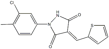 1-(3-chloro-4-methylphenyl)-4-(2-thienylmethylene)-3,5-pyrazolidinedione Struktur