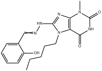 2-hydroxybenzaldehyde (3-methyl-2,6-dioxo-7-pentyl-2,3,6,7-tetrahydro-1H-purin-8-yl)hydrazone Struktur