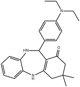 11-[4-(diethylamino)phenyl]-3,3-dimethyl-2,3,4,5,10,11-hexahydro-1H-dibenzo[b,e][1,4]diazepin-1-one Struktur