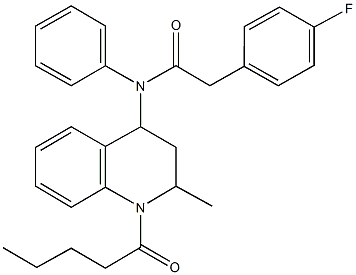 2-(4-fluorophenyl)-N-(2-methyl-1-pentanoyl-1,2,3,4-tetrahydroquinolin-4-yl)-N-phenylacetamide Struktur