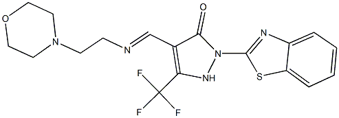 2-(1,3-benzothiazol-2-yl)-4-({[2-(4-morpholinyl)ethyl]imino}methyl)-5-(trifluoromethyl)-1,2-dihydro-3H-pyrazol-3-one Struktur