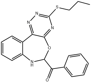 phenyl[3-(propylsulfanyl)-6,7-dihydro[1,2,4]triazino[5,6-d][3,1]benzoxazepin-6-yl]methanone Struktur